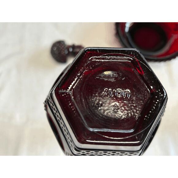 Avon 1876 Cape Cod Ruby Red Eight Piece Mixed Lot, Decanters, Candle Holders - Picture 5 of 11